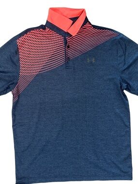 Under Armour Men’s Navy and Coral Performance Polo - Playoff Polo